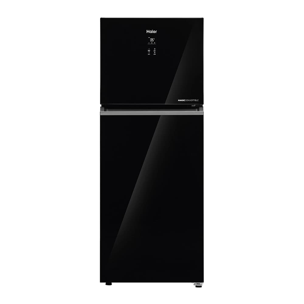 Haier 328L 2 Star Black Glass Double Door Refrigerator