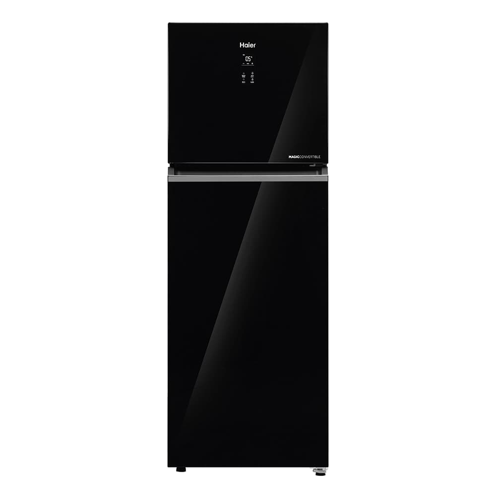 Haier 358L 2 Star Black Glass Double Door Refrigerator