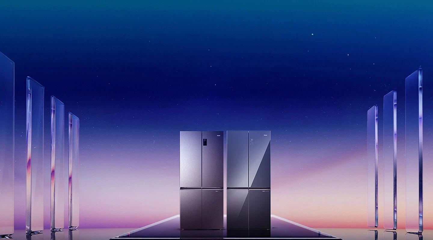 Lumiere refrigerator collection on a night sky backdrop