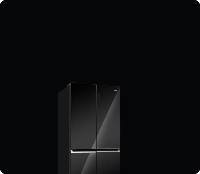 Haier Lumiere black glass 4-door refrigerator
